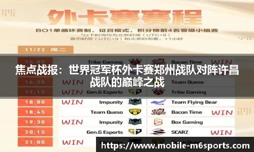 焦点战报：世界冠军杯外卡赛郑州战队对阵许昌战队的巅峰之战